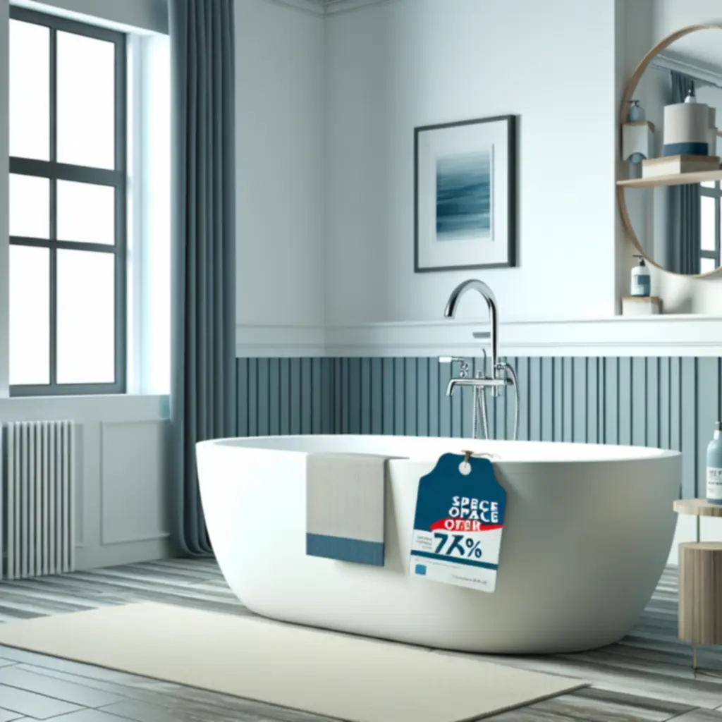 Kiemelt kád ajánlatokat bemutató illusztráció