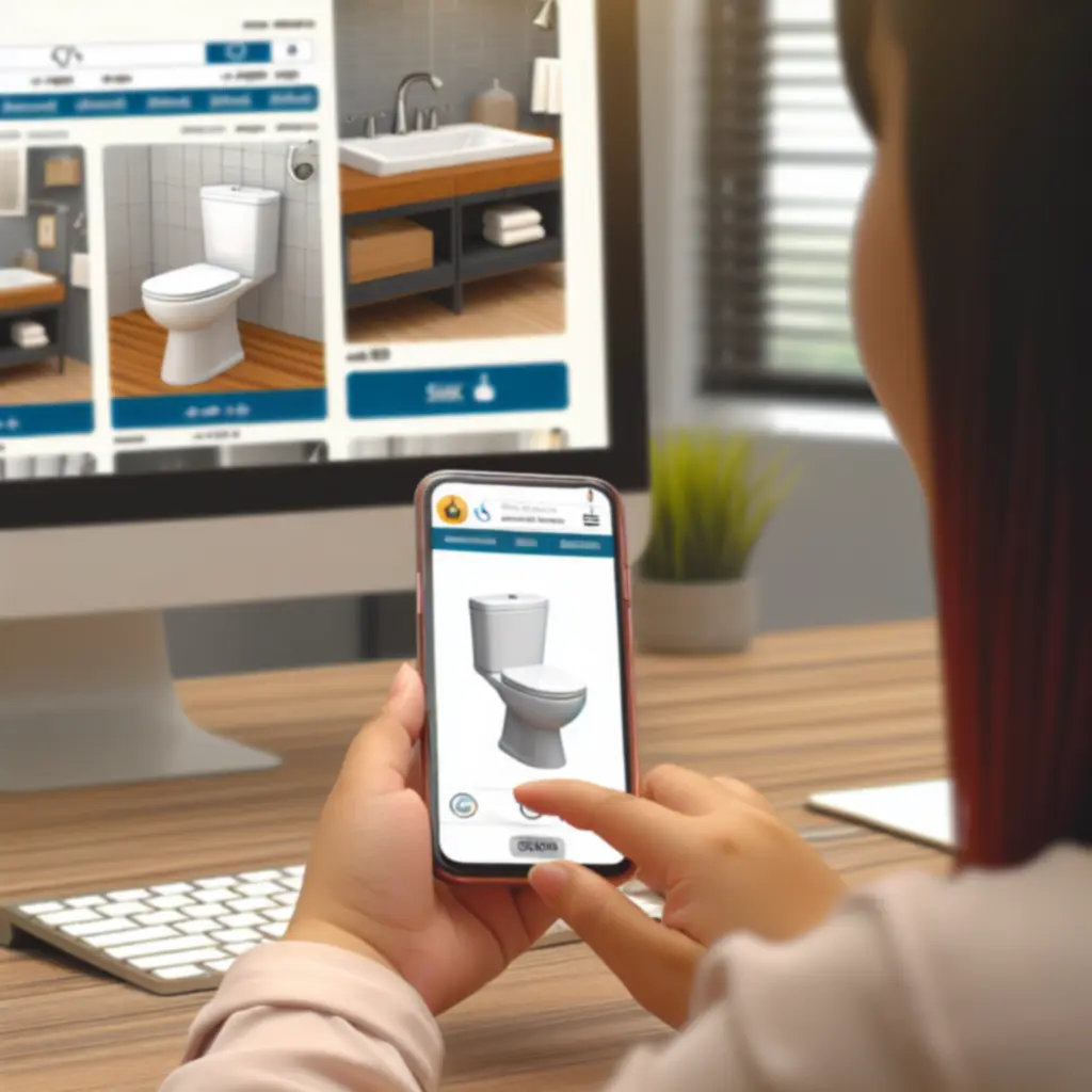Mobiltelefon képernyőjén megjelenő modern webáruház felület